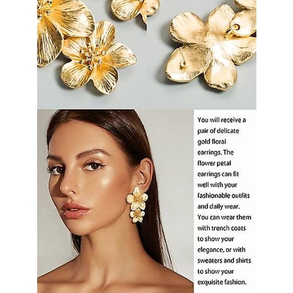 Guld blomma örhängen guld dinglande örhängen för kvinnor romantiska boho blomma uttalande örhängen för bröllop fest smycken