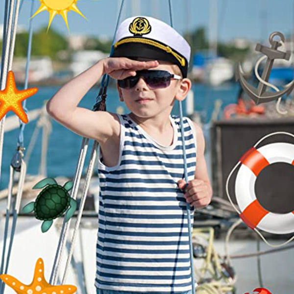 Yacht Kapten Hatt Sjöman Kapten Kostym Herr Sjöman Mössa Beanie Marin Hatt