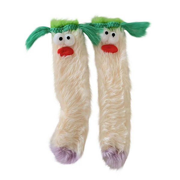 Sødt 3d Quirky Sokker, Varm Hyggelig Fluffy Cartoon Monster Gulv Sokker, Vinter Sjov Sokker Gaver White