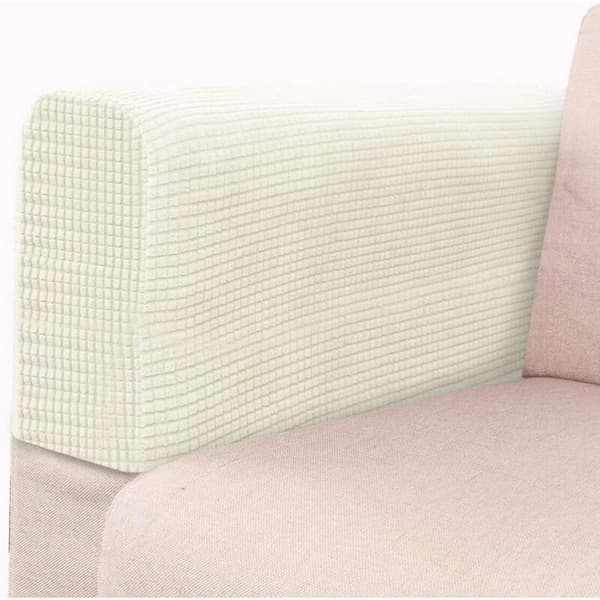 2 stk. armlensbeskyttere i elastisk stoff, dekorative universelle elastiske sofatrekk (ris hvit) White