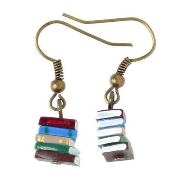 Stack Book Örhängen Bibliotek Färg Flerfärgad Bokhänge Örhängen