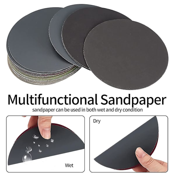 30 st 125mm våt- och torr-slippapper, rund - 1000/1500/2000/3000/4000/5000-g
