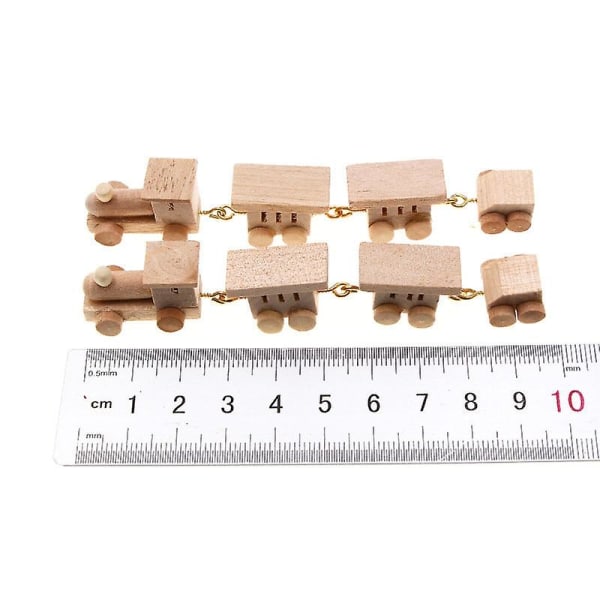 Miniature Furniture Toy Dolls House DIY Decoration Accessories Mini Wooden Train Cartoon