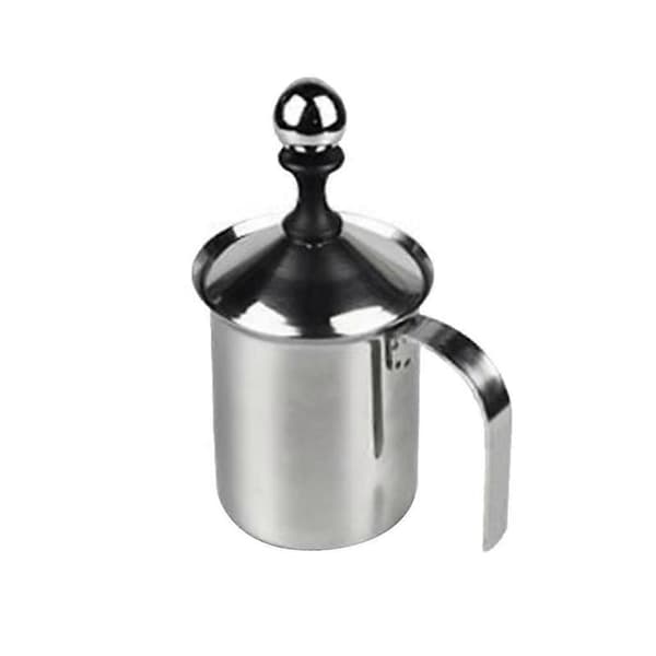 400 ml mælkeskummer i rustfrit stål med dobbelt si til mælk, mælkeskum og kaffe