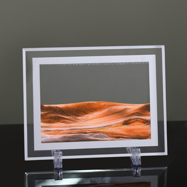 Elegant timeglasmaleri med 3d effekt Smuk Tilføj Ambient Glas Moving Sand Picture til skrivebordet Yellow 10Inch