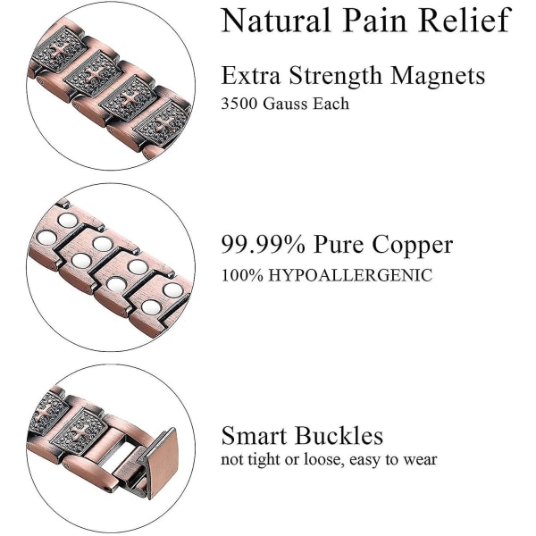 Armbånd Magnetiske armbånd til smertelindring af gigt 99,99% rent kobberarmbånd