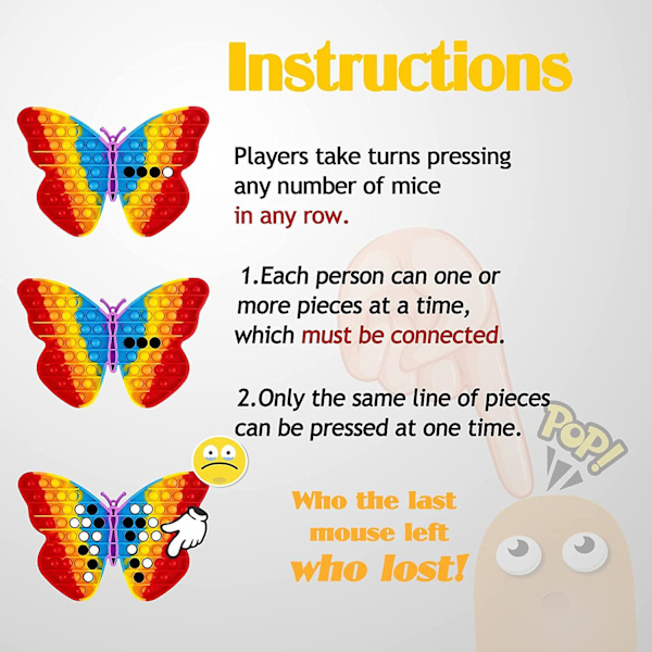 Jumbo Big Butterfly Pop Fidget Toy It Rainbow Giant Popper Popitsfidgets Large Huge Mega Xl 100 Poppit Popets Bubble Popping Sensory Anxiety Stress Re