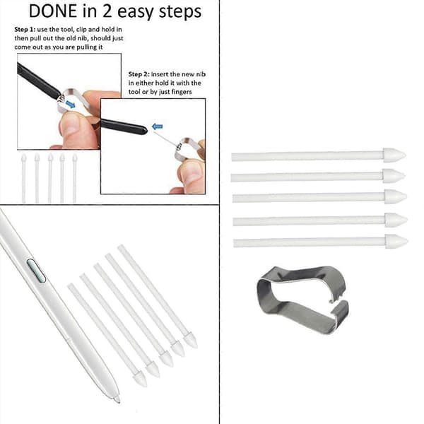5x 5x Pen Tips Erstatning Hvid, Touch Tips, til Tab S7 S7+ Tab S6 Lite, til Grade 10 Grade 20, Peak Tegning Tegning
