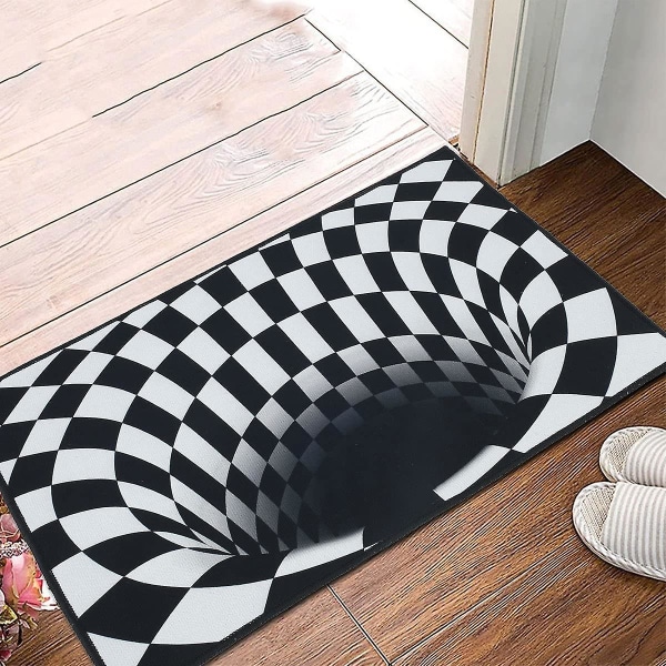 Dørmatte, 3d magisk rutete optisk illusjon Dørmatte Visual Illusion Teppe rektangel utendørs inngangsmatte