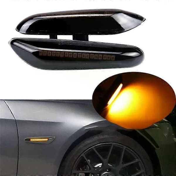 2PCS LED dynamisk blinkerslampa sidomarkeringslampa sekventiell blinkerlampa för -BMW E46 E36 E60 E61 E90 E91 E92 E93 X1 E84