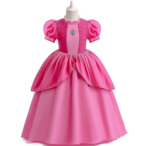 Prinsesse Peach Jentekjole Kostyme 110cm