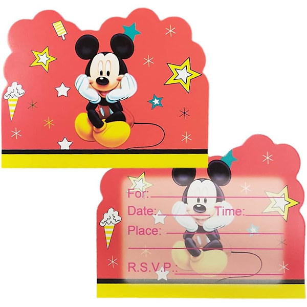 20 st Mickey Mouse inbjudningskort, Mickey Mouse-temafestartiklar, födelsedagsfestartiklar.