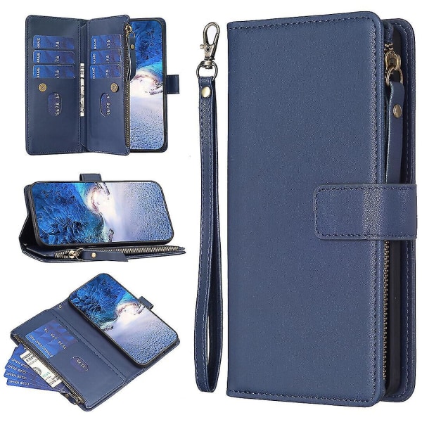 Case Realme C55:lle vetoketjullinen cover , jossa korttipidike, magneettinen suljin, yhteensopiva Realme C55 case kanssa Blue