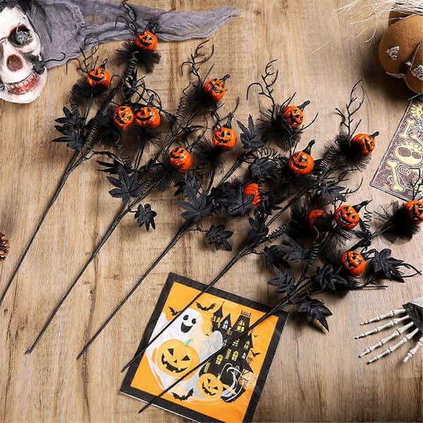 Konstgjorda Pumpagrenar Halloween Svart 3 ST