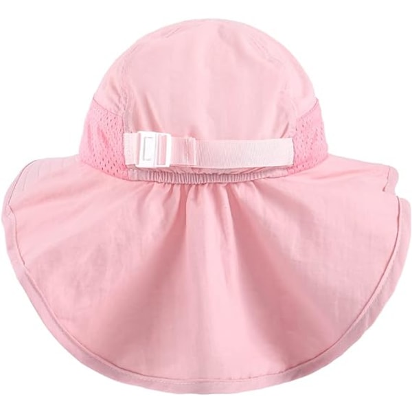 Baby Toddler Solhatt Barn Pojkar Flickor Sommar Bucket Hattar Solskydd Bred Brätte Nackskydd Justerbar Huvud Dragsko och Hakrem