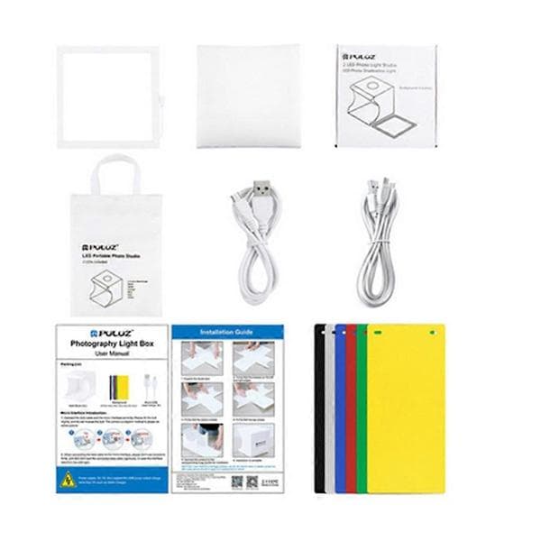 Fotostudie Lysboks Lampe Sæt med 40 LED-lys og 6 Baggrunde Foldekit til Optagelse af Smykker Kosmetik Default
