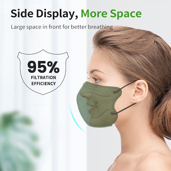 10 stk. Aldult's 5D maske farve udendørs forebyggelse maske ansigtsmasker