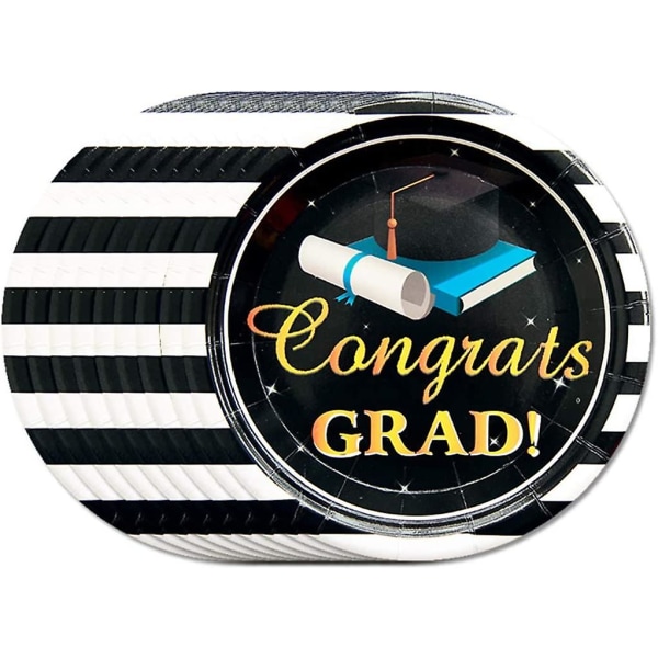 16pcs Congrats Grad Dessert Plates Class Of 2020 Graduation Party Supplies Disposable Plates (7in)