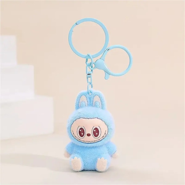 Sittende Labubu Dukke Nøkkelring Ekstern Implantering Fluff Pvc Leke Telefon Ornament Veskeanheng Bil Nøkkelring Julegaver(FMY) 3