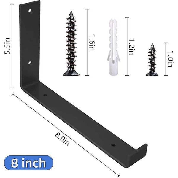 Svart hyllebrakett, 2 stk kraftige hyllebraketter industriell hyllebrakett L