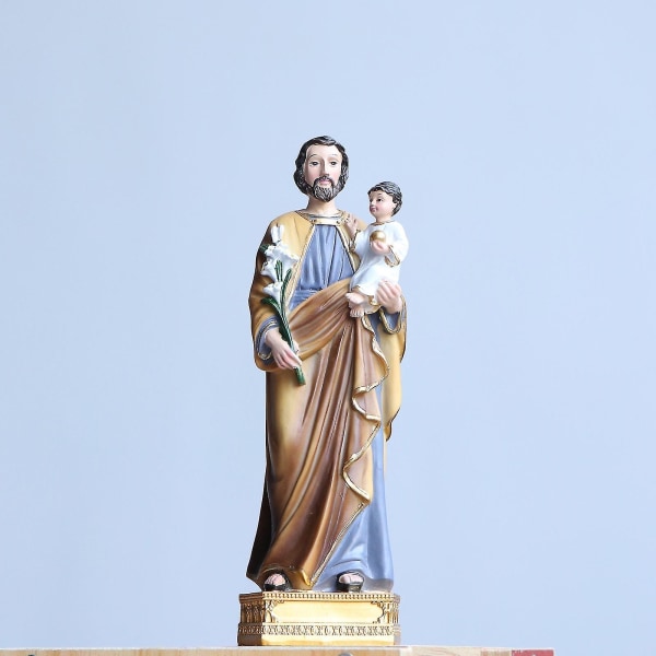 Saint Joseph With Child Jesus 8" H Resin Colored Religious Statue Gift