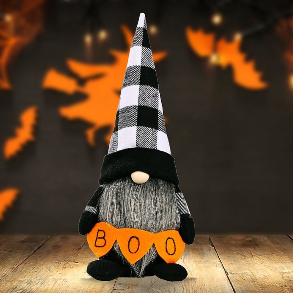 Halloween Fest Nisse Plyschleksak Ansiktslös Tomte Fylld Dockdekoration Check Hat