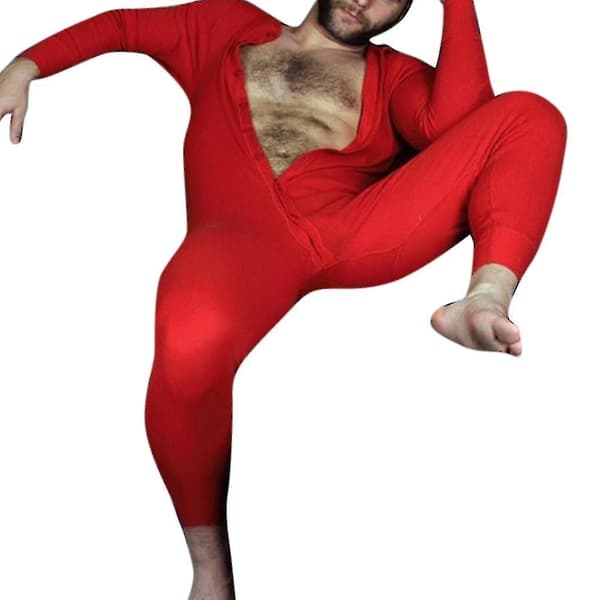 Herre Heldress Lange Johns Natt Pyjamas Wine red S