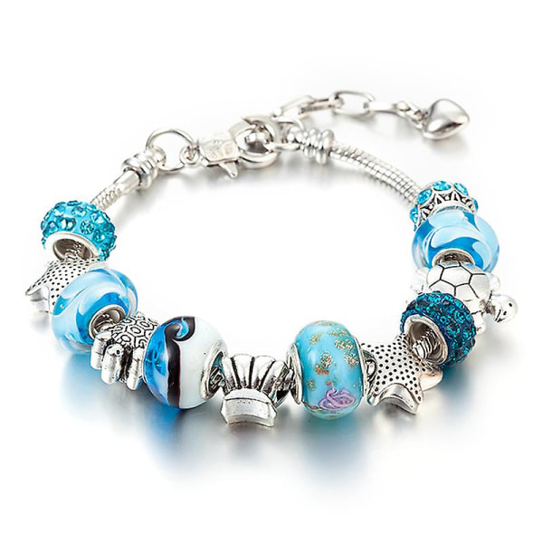Ocean Shell Blue Crystal Beads Chain Rannekoru Rannekoru Naisten Tyttö Charm Korut Blue