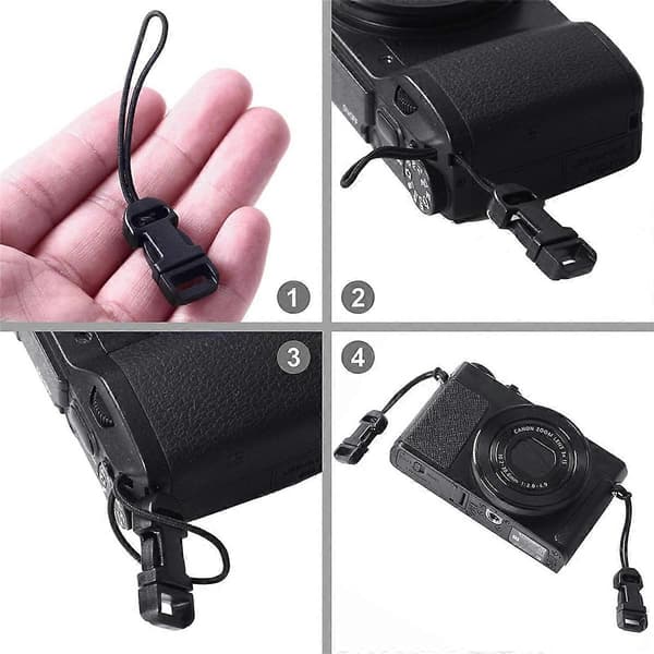 8 stk. Quick Release Kamerarem QD Løkker Konnektor Adapter Kamera Quick Release Klips til Digital Ca Black