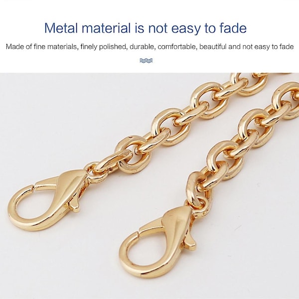 100/120cm Metallkjede Veske Stropper Vesker Tilbehør Kvinner Crossbody Veske Stropp Lys gull Light gold 1.2 meter Flat O chain