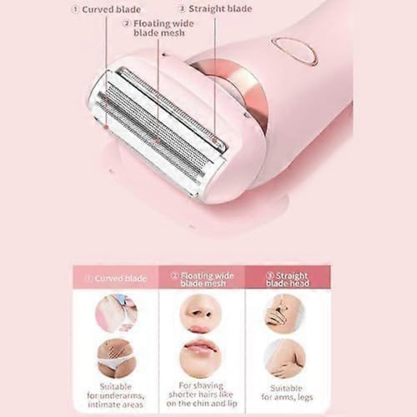 Silk Guide Pro Rakhyvel, Vattentät Elektrisk Rakhyvel för Kvinnor, 2 i 1 Silk Glide Pro Rakapparat för Mjuk Rakning Pink
