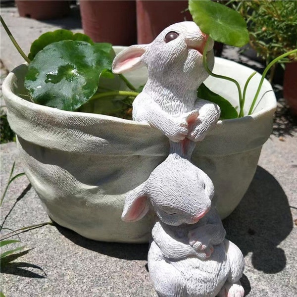 Kanin Blomsterpotte Harpiks Lomme Bunny Sukkulent Planter med avløpshull For Utendørs Hage Balkong Dekorasjon Dekorative gaveartikler