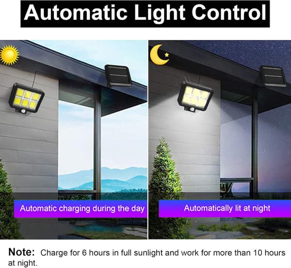 Kraftfull utendørs solcellelampe med bevegelsessensor 120 LED vanntett