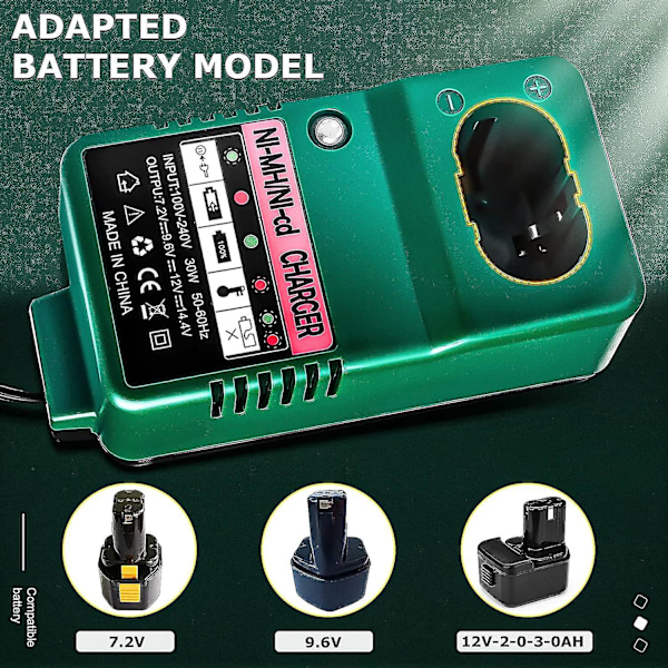 Ni-mh Ni-cd -akkulaturi Hitachi Ds12dvf3 Eb1214s Eb1220bl Eb1220hl 324360 7.2v 9.6v 12v vara-akkulaturi