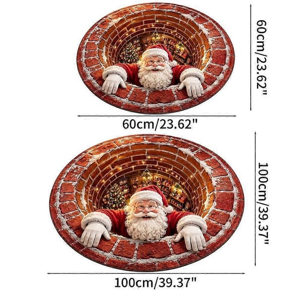 Juleportal-tæppe - 3D Julemandsgulvillusionstæppe til festlig boligindretning E 60cm
