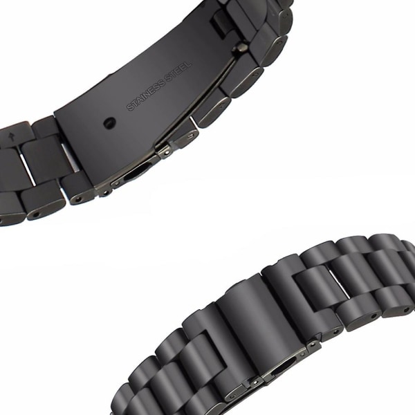 24 mm metalurrem - Sort Quick Release erstatningsurremme til mænd og kvinder - Urrem i rustfrit stål til Smartwatch