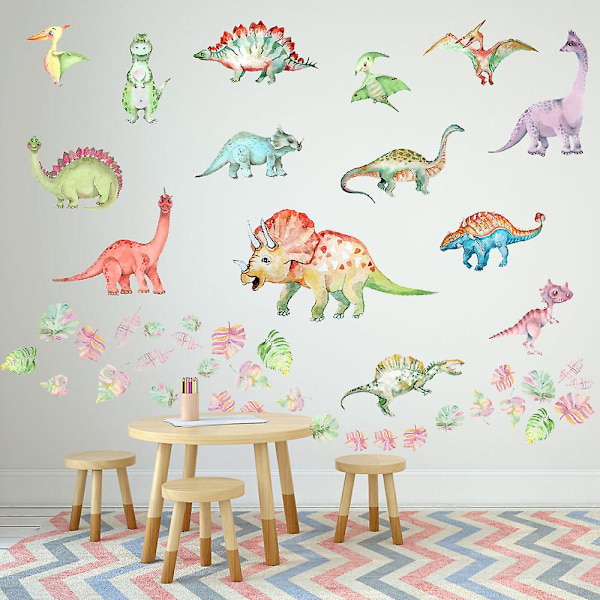 Set med 4 dinosaurie-väggdekaler, väggdekaler för barnrum, dinosaurie-väggdekaler för pojkrum, flickrum, vardagsrum, väggdekoration