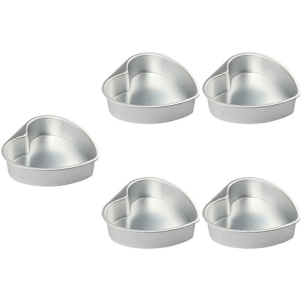 Hjärtformad kakform i legering för bakning, 5-delars set i silver