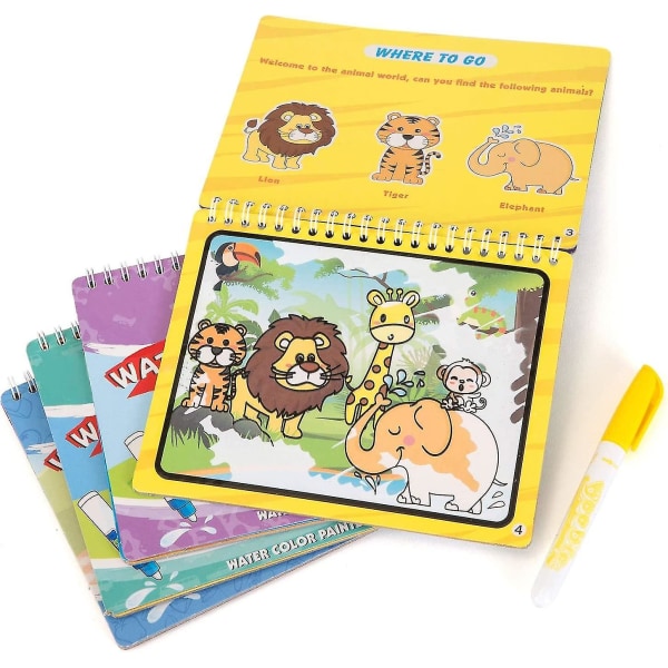 4 magic vattenritningsböcker Målarböcker med 4 magic pennor Baby leksak