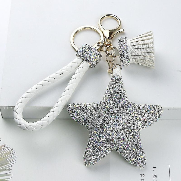 Krystaller Tassel Star kvinners nøkkelringer Tassel Star Crystal Pearl Shell Nøkkelring Nøkkelring Bilveske