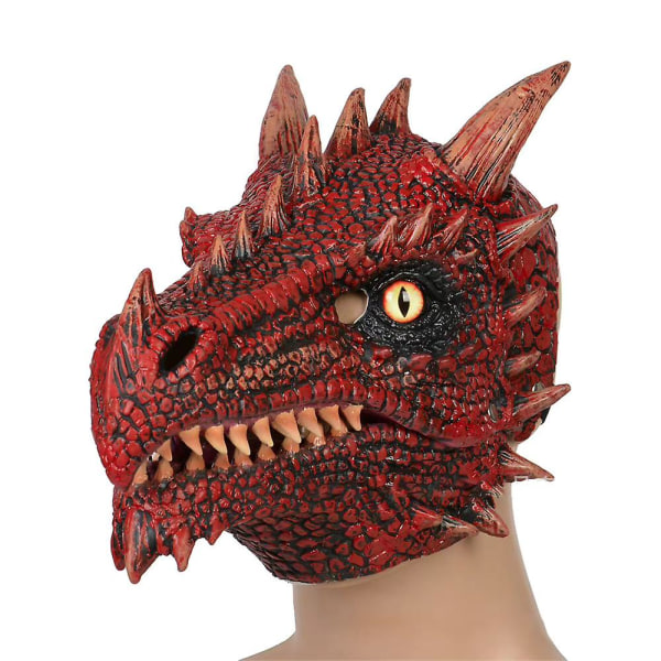 Halloween-dinosauriemask med rörlig käke-mask för cosplayfest Fire Dragon