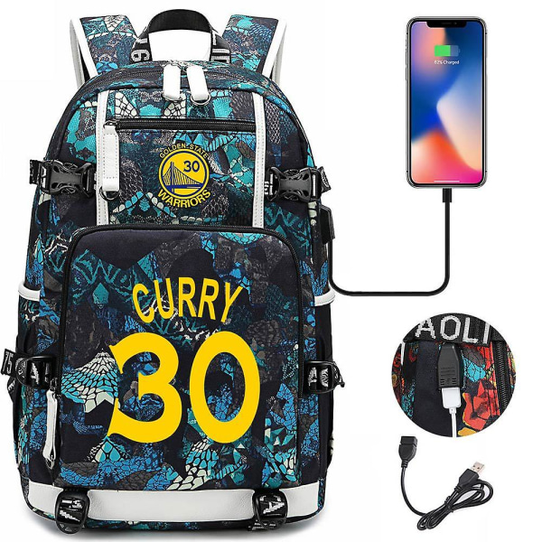 Golden State Warriors Stephen Curry nro 30 USB koululaukku A5 keltainen