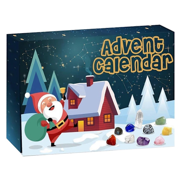 2024 Julekalender 24 Naturlige Krystal Agat Fossiler Dag Multi-color