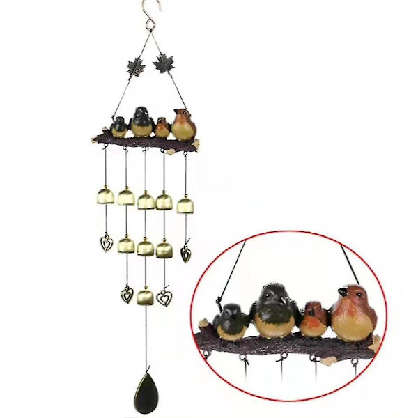 Hagefugl Multi-bells vindklokker for utendørs dekorasjon Stemt elegant vindklang beroligende melodiske dype toner utendørs dekor rustfritt minnesmerke vind