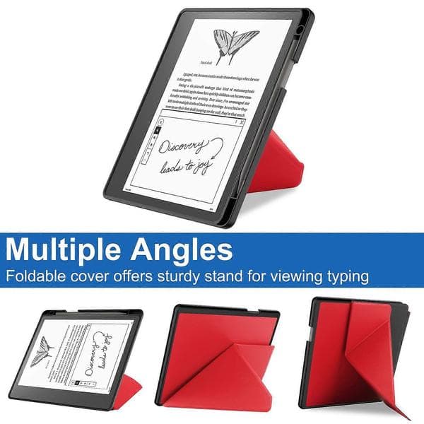 Til Amazon Kindle Scribe Origami Stand PU Læder+TPU E-bog Læser Etui Stødsikkert E-læser Cover m Red Red