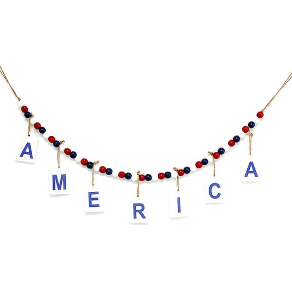Amerikan itsenäisyyspäivän helmillä koristeltu 4. heinäkuuta koristeet riipus punainen valkoinen sininen isänmaallinen puuhelmi seppele muistomerkkiin itsenäisyyspäivän juhlasisustus
