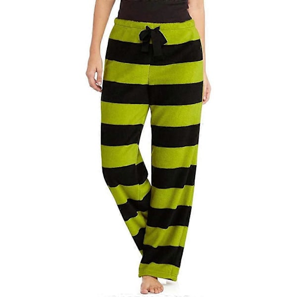 Dam Grön Grinch Julpyjamasbyxor Randiga Sovbyxor Nattkläder Sovkläder Jul Loungewear Botten Present L