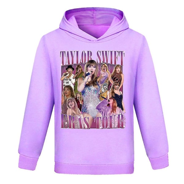 Barn Tonåringar Pojkar Flickor Taylor Swift Printed Casual Hoodie Jumper Huvtröja Sweatshirt Toppar Fans Presenter Purple 9-10 Years