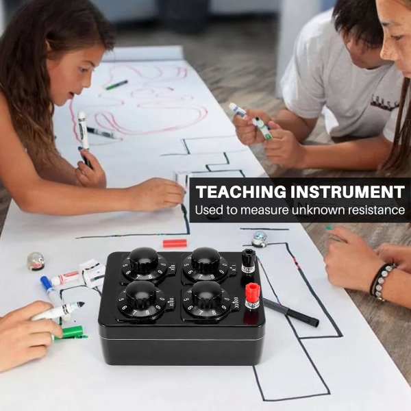 0-9999 Ohm Simple Resistance Box Precision Variable Decade Resistor Teaching Instrument black