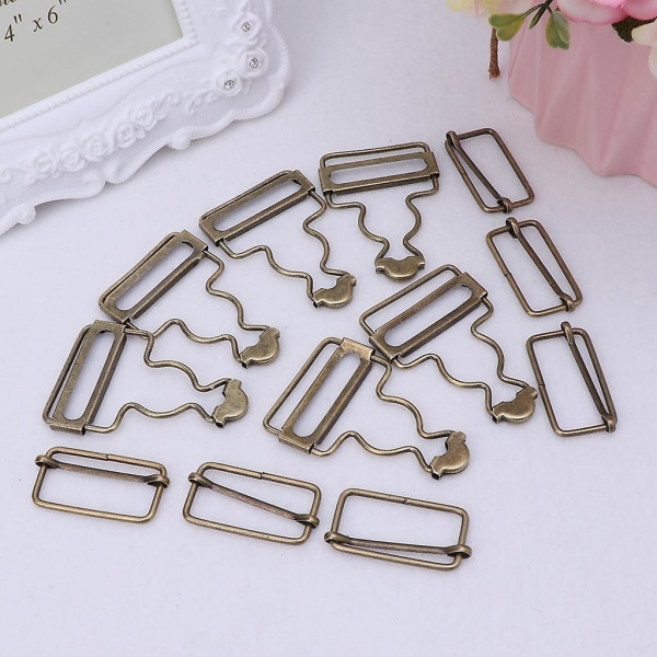 6 sett bukseseler spenner stropp justerer festeklips for plagg metallspenner Ancient bronze 28mm